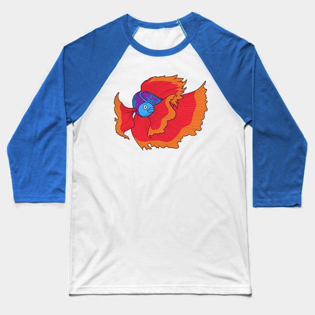 Cute Siamese fighting fish betta cartoon Baseball T-Shirt by Cartoons of fun